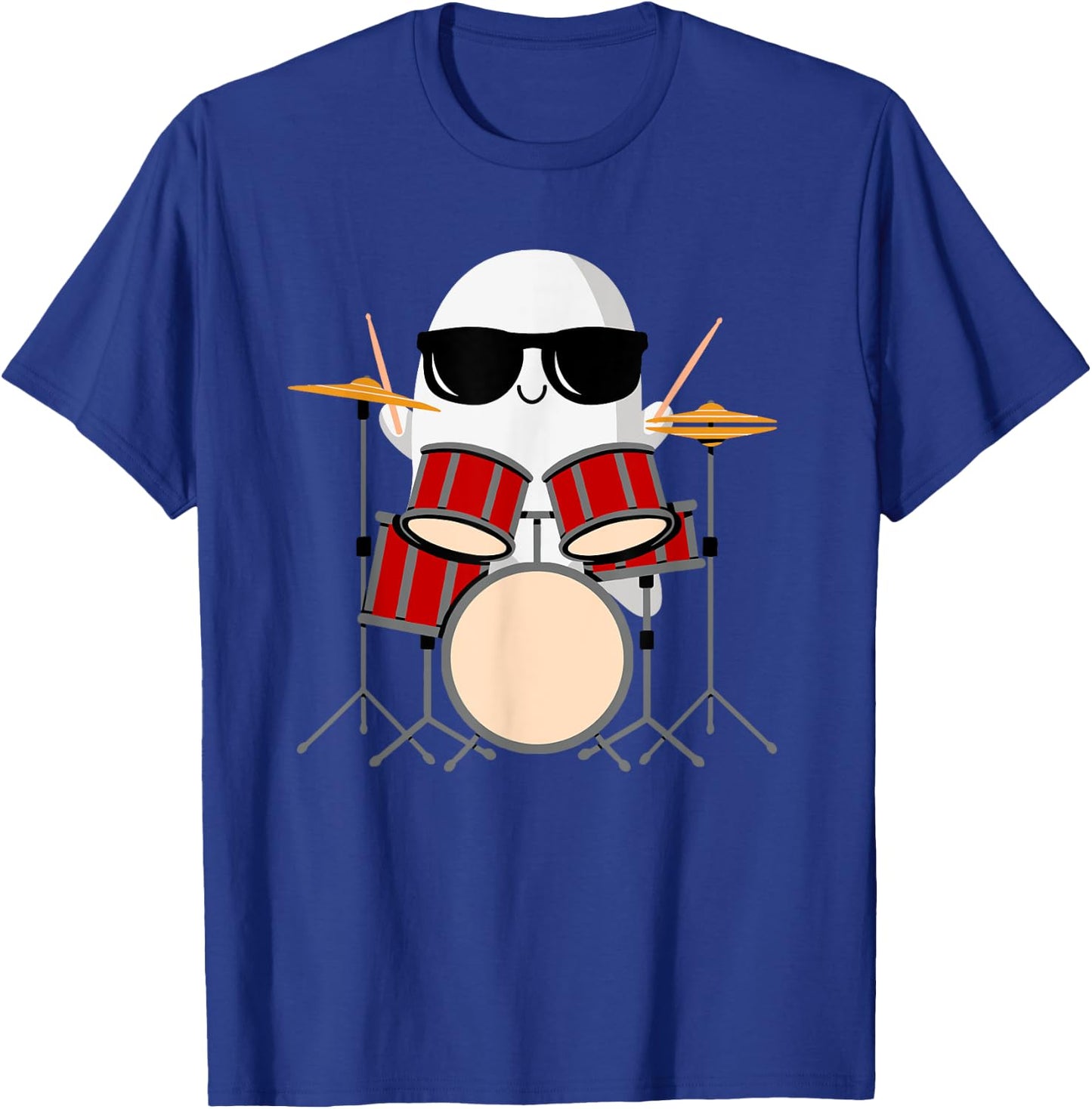 Funny Ghost Drummer - Spooky & Cool Halloween Drum Music T-Shirt - T-Shirt | Royal