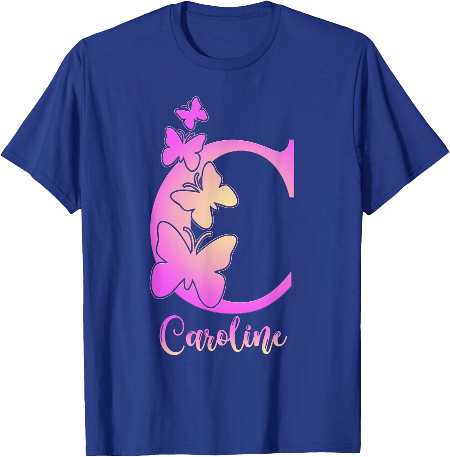 Caroline, cute personalized butterfly custom kids girls name T-Shirt - T-Shirt | Royal