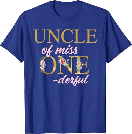 Uncle of Miss Onederful 1st Birthday First One-Derful T-Shirt - T-Shirt | Royal