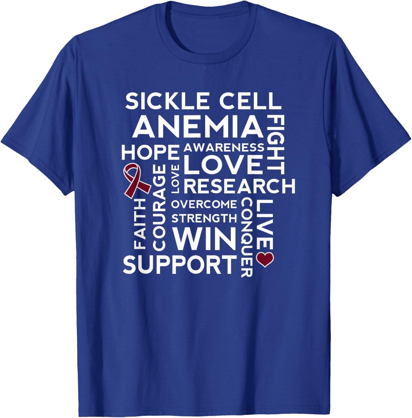 Sickle Cell Anemia Awareness Walk Burgundy Ribbon T-Shirt - T-Shirt | Royal
