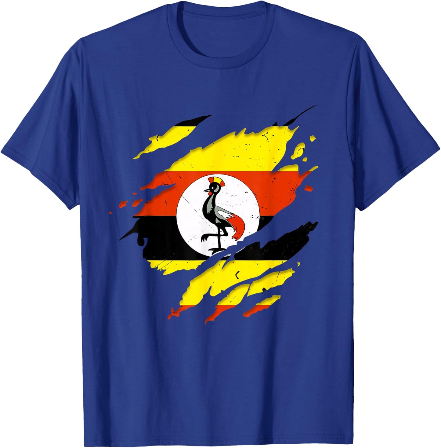 Proud Ugandan Shirts | Torn Ripped Uganda Flag T-Shirt - T-Shirt | Royal