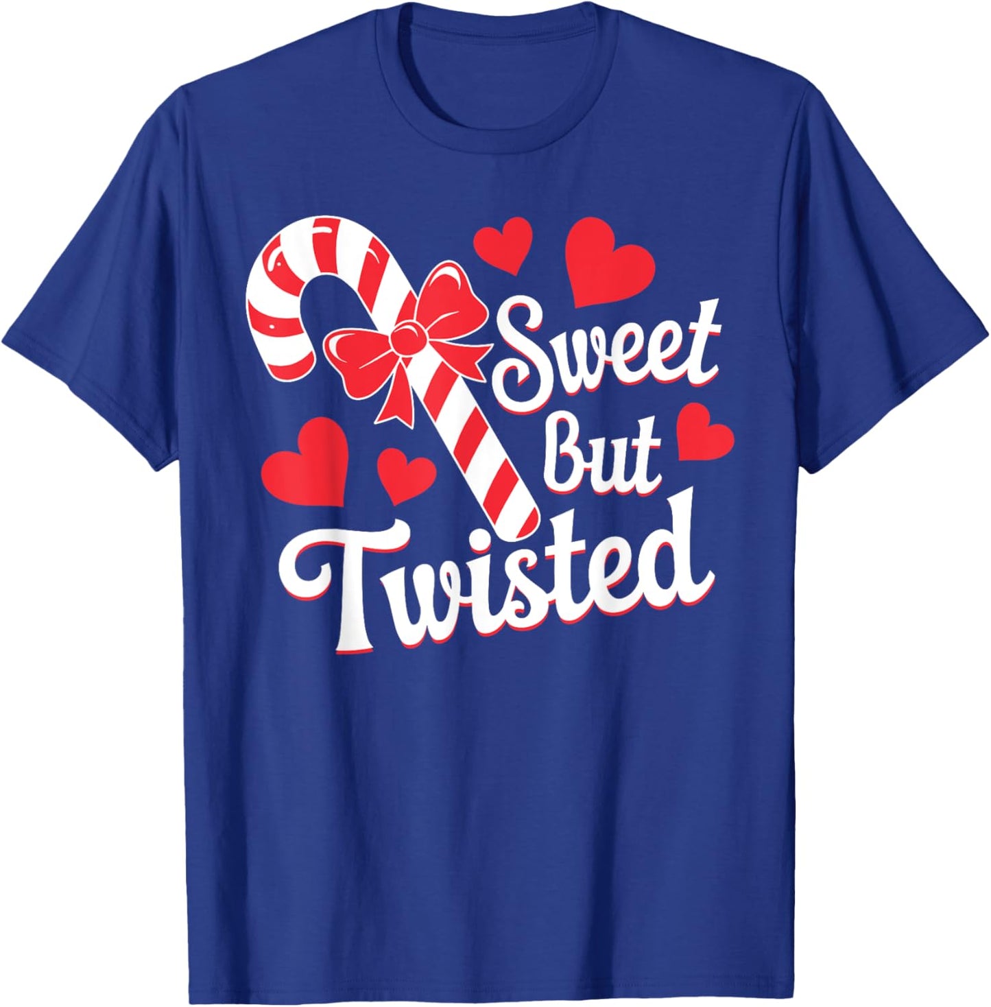 Sweet But Twisted Funny Christmas Candy Cane Xmas Holiday T-Shirt - T-Shirt | Royal