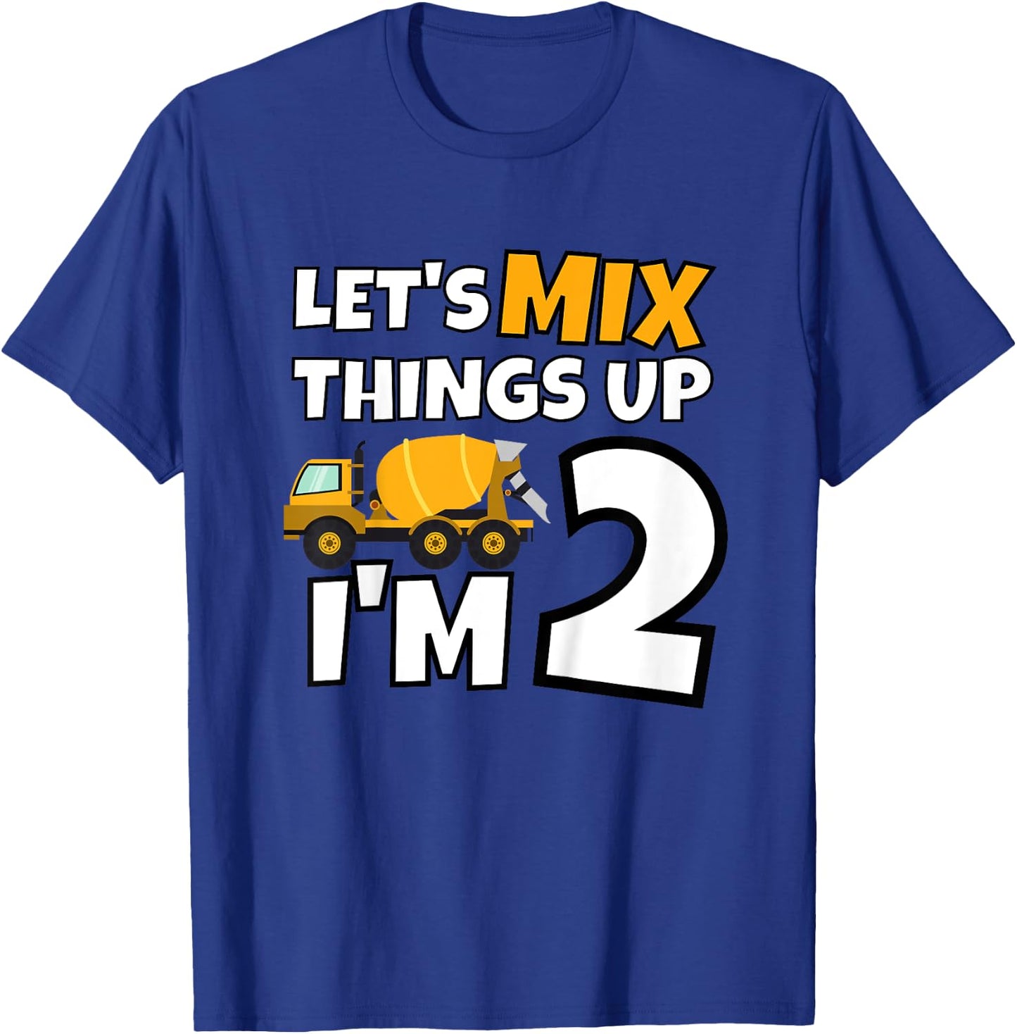 Cement Mixer Truck Construction 2 Year Old 2nd Birthday T-Shirt - T-Shirt | Royal