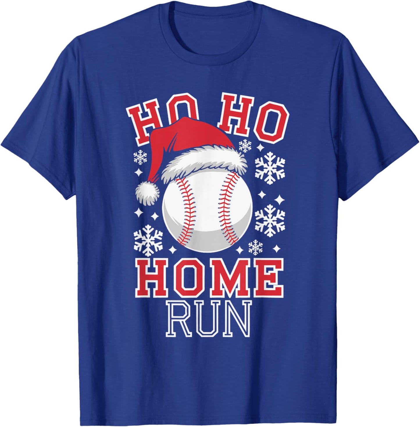 Christmas Santa Baseball Home Run Ho Ho Home Run , -Adults, -Kids, Black, Small, Short Sleeve T-Shirt - T-Shirt | Royal