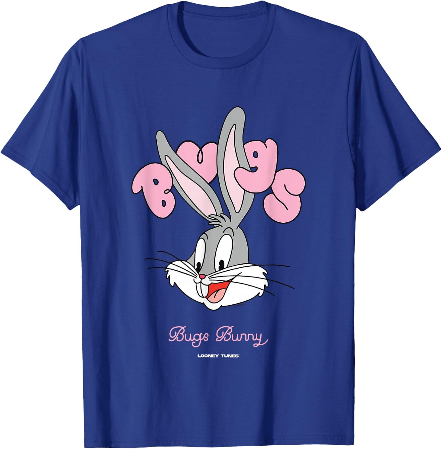 Looney Tunes Bugs Bunny Pink Bubble Text Big Face T-Shirt - T-Shirt | Royal