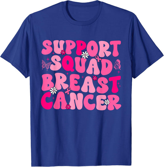 Breast Cancer Support Squad Mom Mother Era Groovy T-Shirt - T-Shirt | Royal