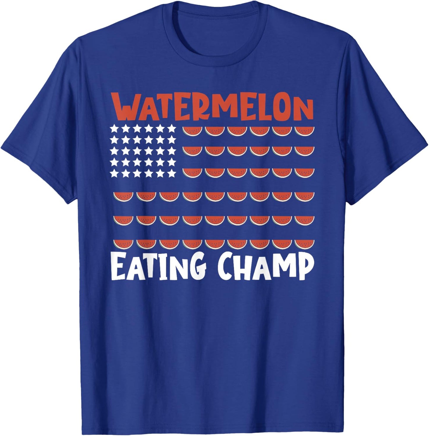 Watermelon Eating Contest American Flag Watermelon Fruit T-Shirt - T-Shirt | Royal