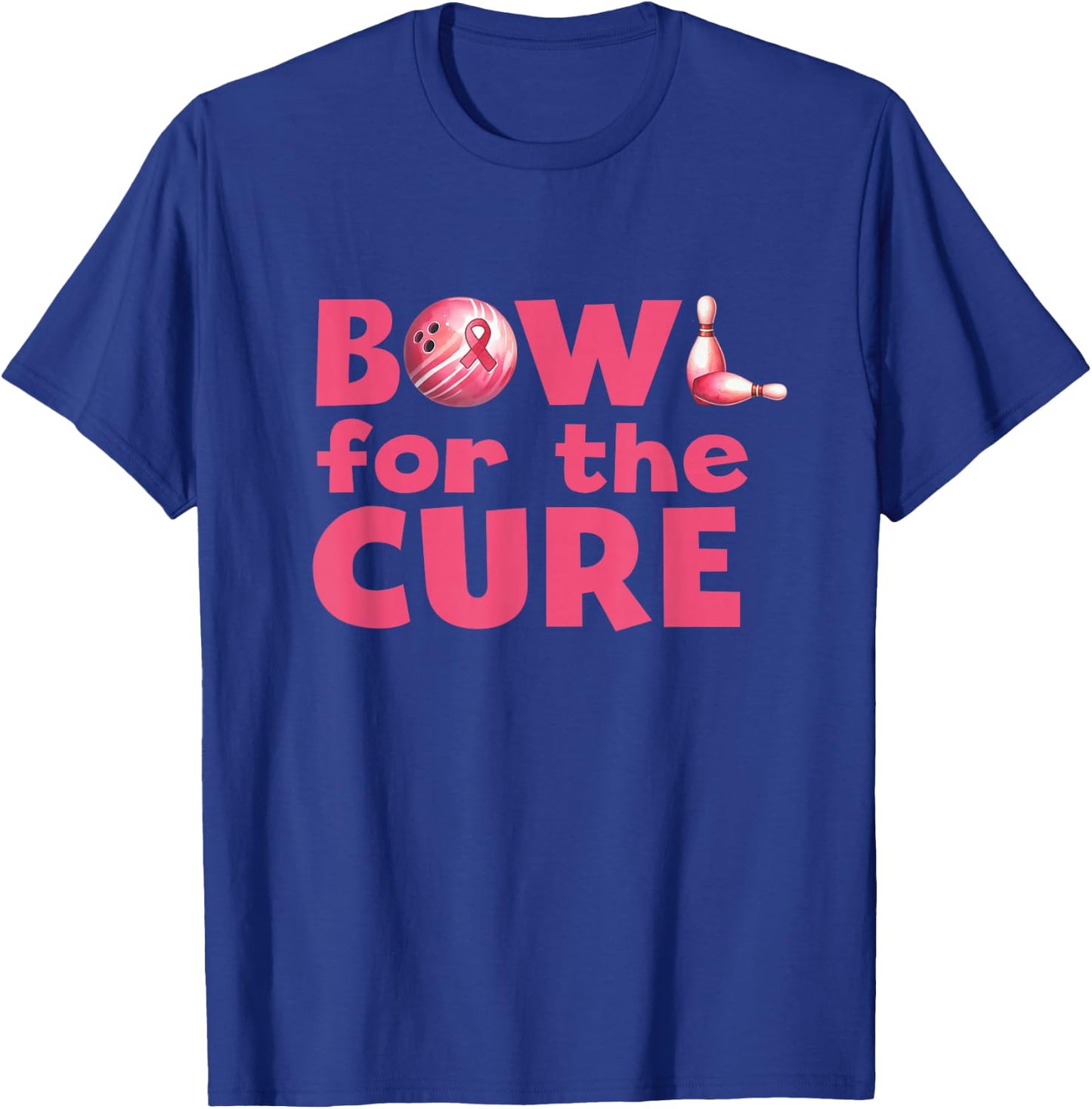 Bowl For The Cure Bowling Breast Cancer Bowler Pink Ribbon T-Shirt - T-Shirt | Royal