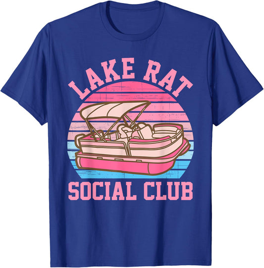 Lake Rat Social Club Boat Vintage Design T-Shirt - T-Shirt | Royal