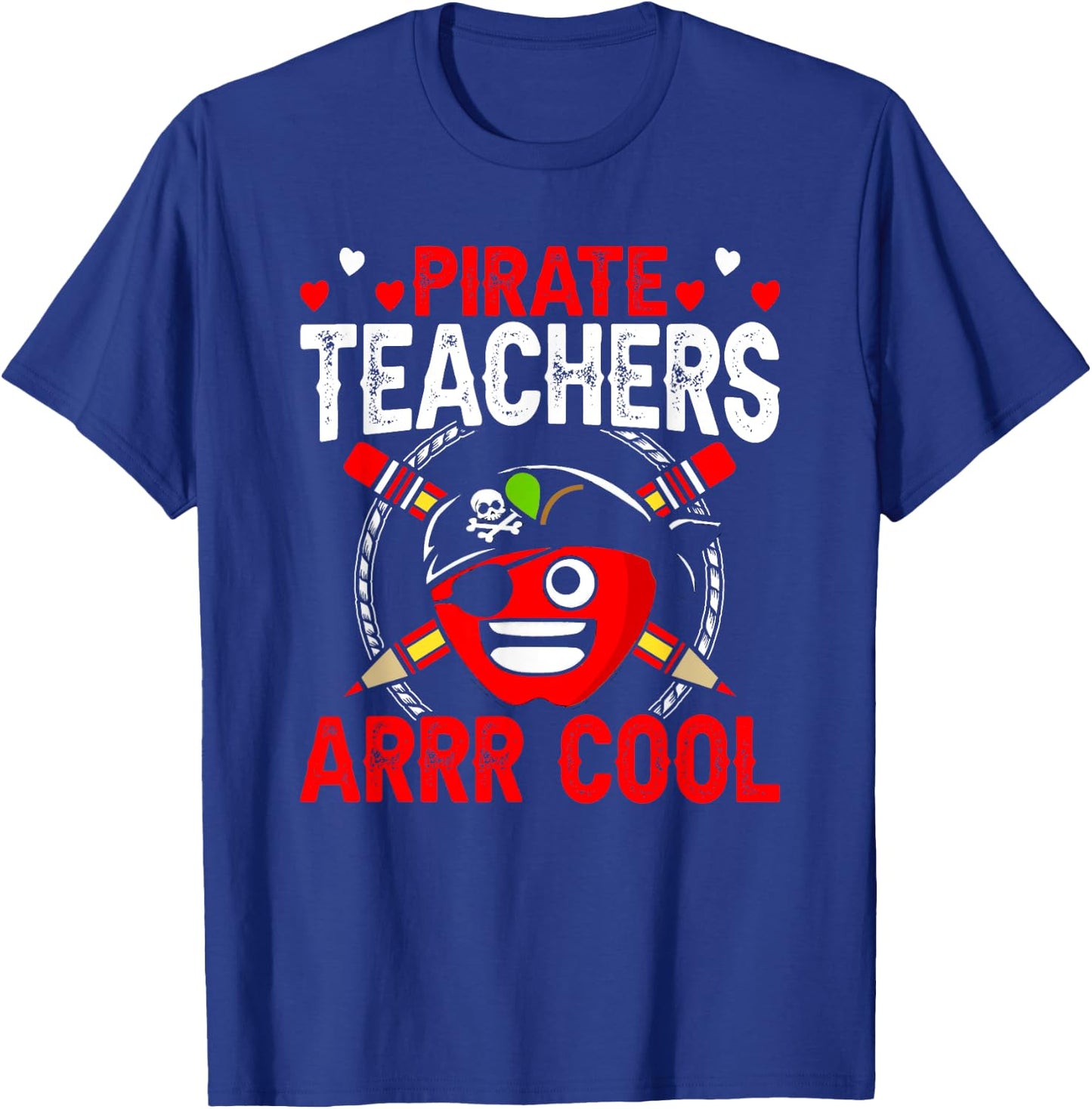 Pirate Teachers Arrr Cool Fun Teacher Pirate Apple Gift Women T-Shirt - T-Shirt | Royal