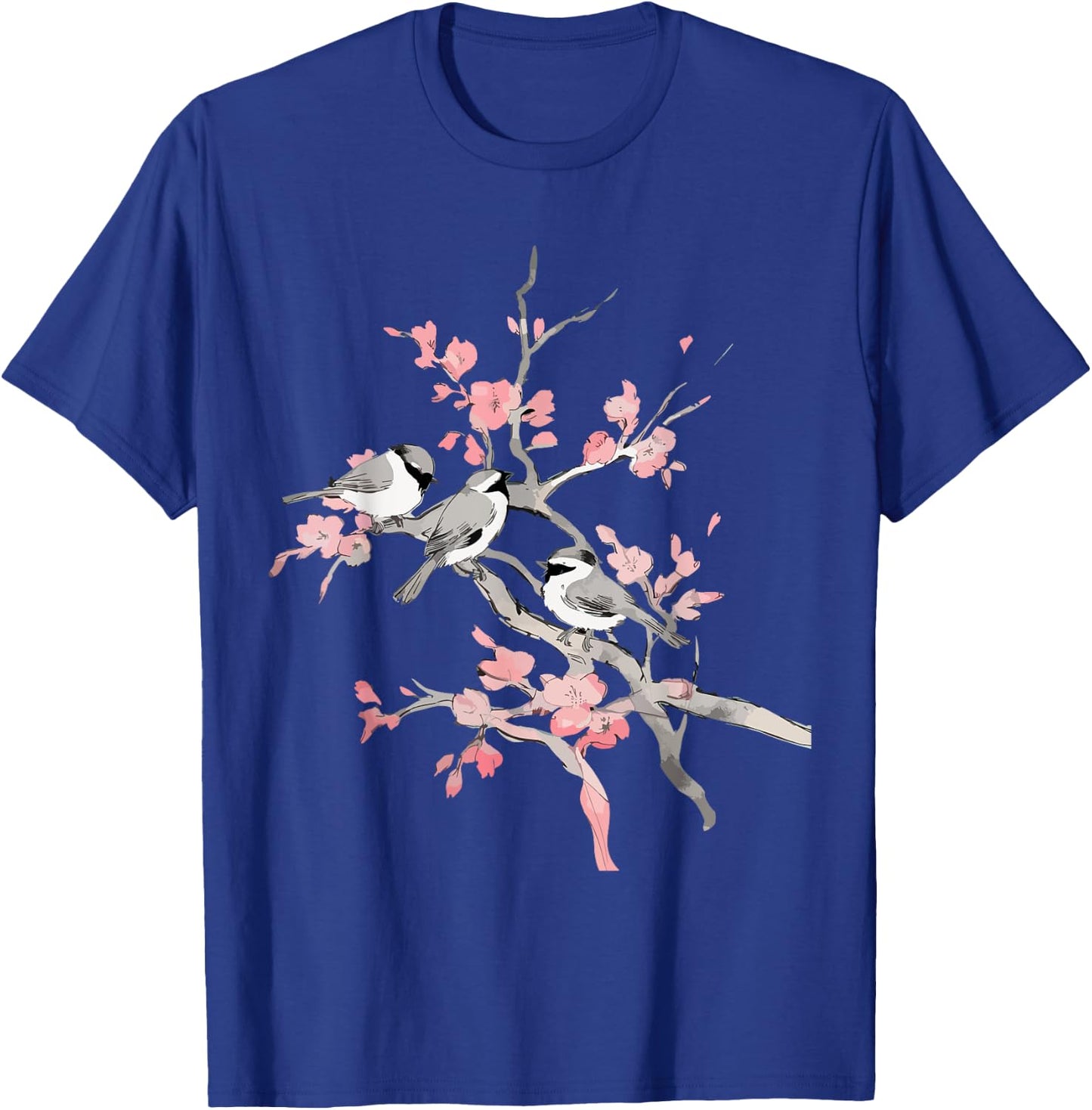 Cherry Blossoms & Birds Birdwatching Bird Lover Cute T-Shirt - T-Shirt | Royal