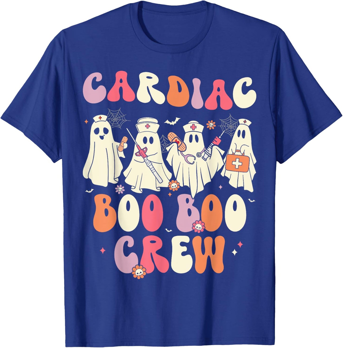 Halloween Cardiac Boo Crew Nurse Ghost Cute Health Worker T-Shirt - T-Shirt | Royal