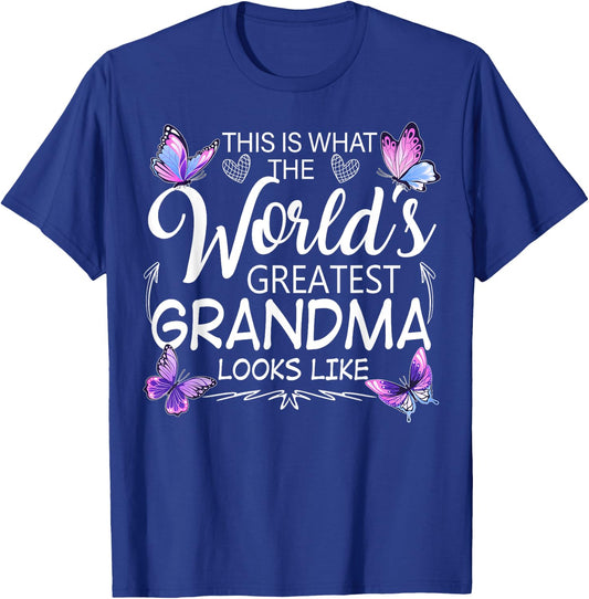 This Is What World's Greatest Grandma Looks Like Butterflies T-Shirt - T-Shirt | Royal