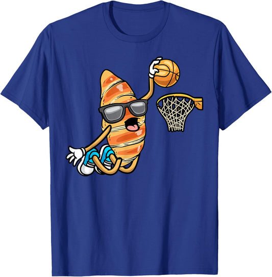 Croissant Playing Basketball Kids French Pastry Lover T-Shirt - T-Shirt | Royal