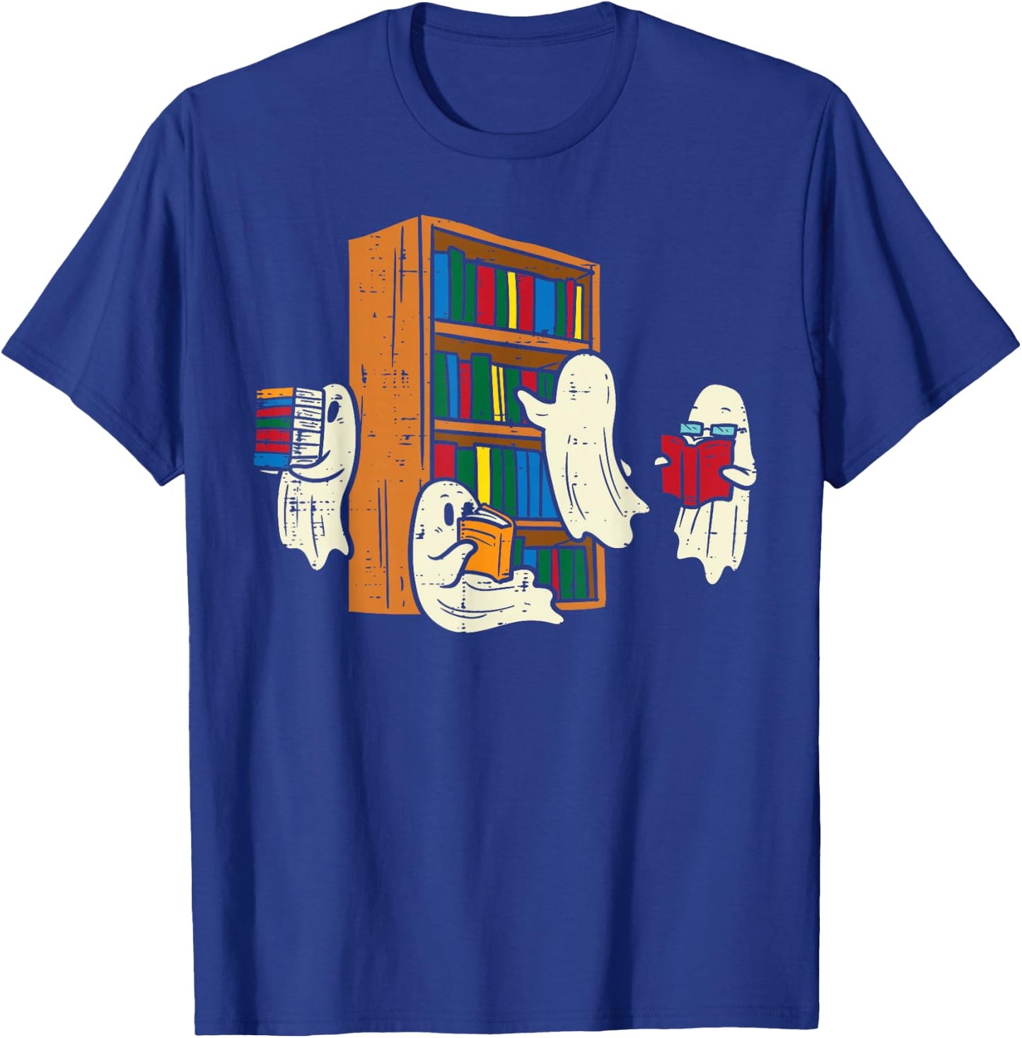 Ghosts Reading Books Teacher Halloween Librarian Boooks T-Shirt - T-Shirt | Royal