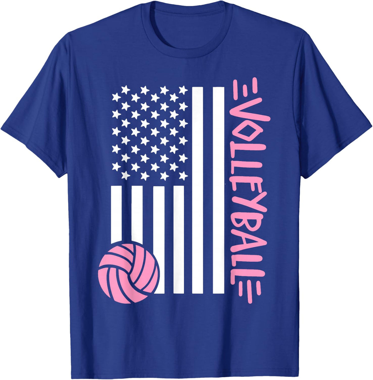 Volleyball US Flag USA T-Shirt - T-Shirt | Royal