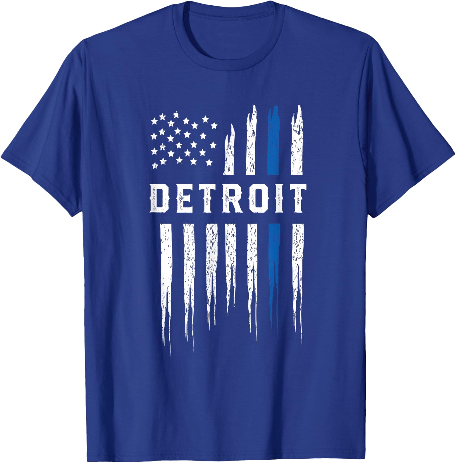 Thin Blue Line Heart Detroit Police Officer Michigan Cops T-Shirt - T-Shirt | Royal