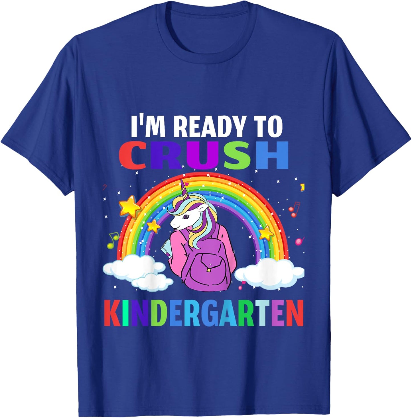 Kids Kids I'm Ready To Crush Kindergarten Unicorn Back to School T-Shirt - T-Shirt | Royal
