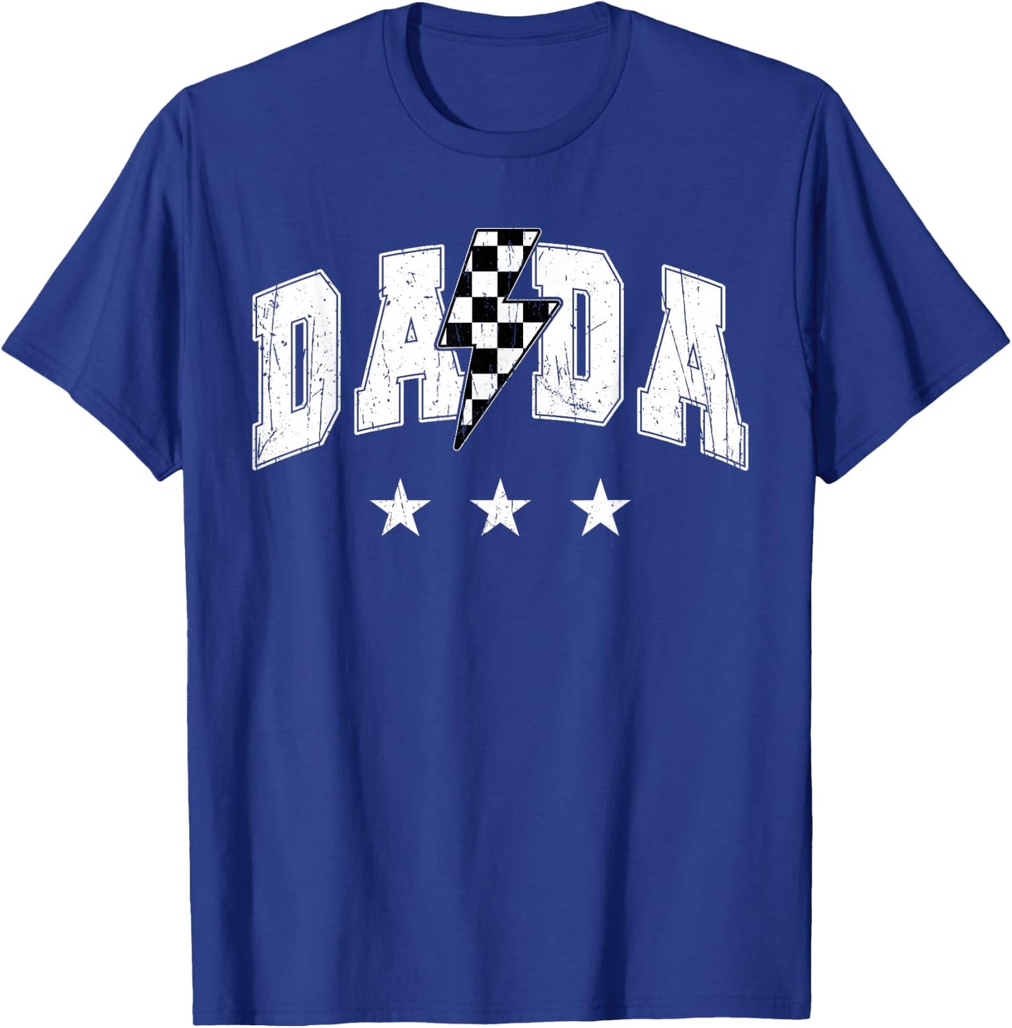 Retro Dada Lightning Bolt Checkered Father’s day T-Shirt - T-Shirt | Royal