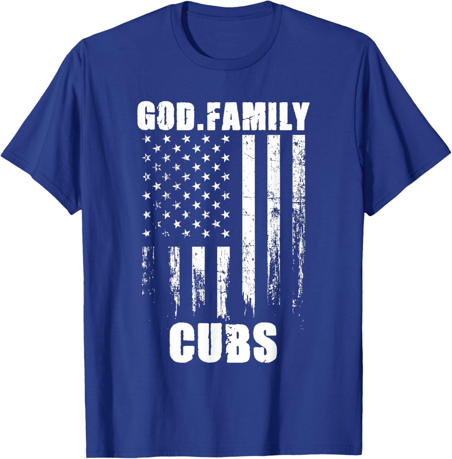 God. Family. Cubs. Vintage USA Flag T-Shirt - T-Shirt | Royal