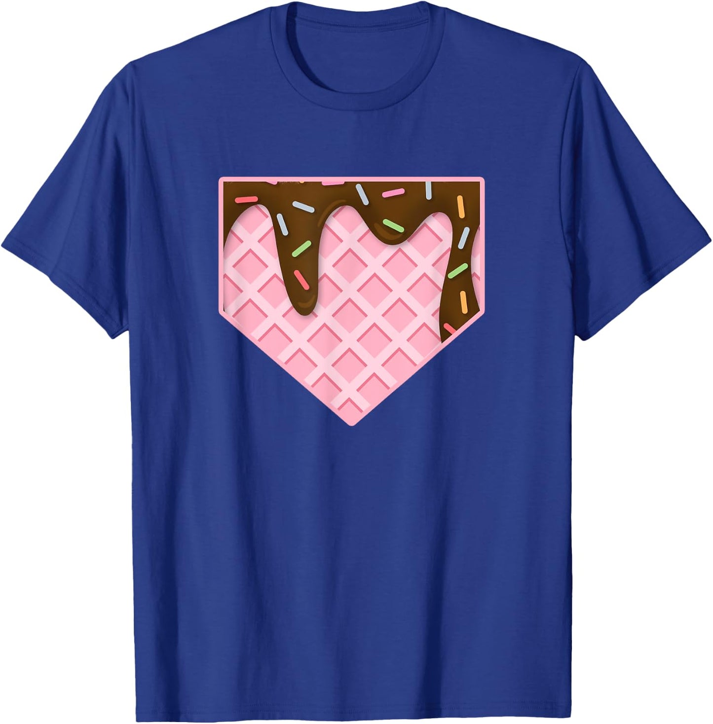 Home Plate Drip Ice Cream Sprinkles Softball Baseball Fans Men Women Girls Kids T-Shirt - T-Shirt | Royal