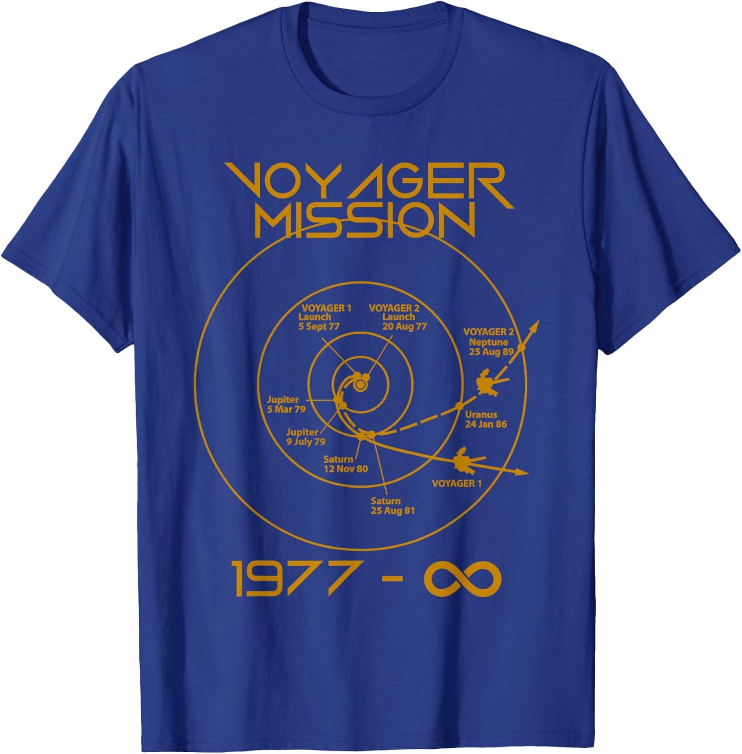 Space Voyager 1 2 Probes Outer Space Exploration Trajectory T-Shirt - T-Shirt | Royal