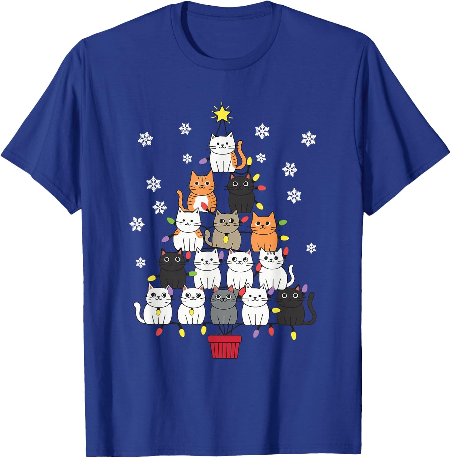 Christmas Tree Cat Women Kids T-Shirt - T-Shirt | Royal