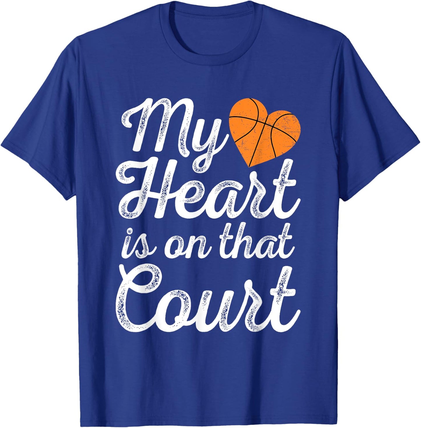 My Heart is on That Court Women Basketball Mom T-Shirt - T-Shirt | Royal
