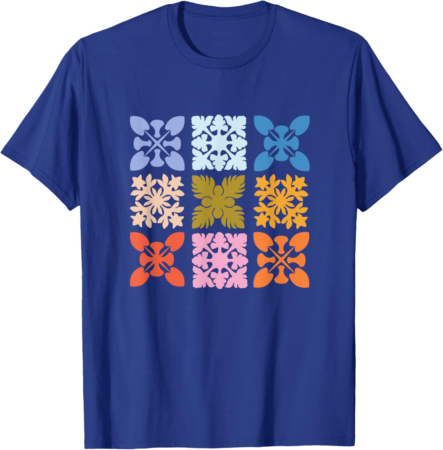 Color Block Hawaiian Quilt Square T-Shirt - T-Shirt | Royal