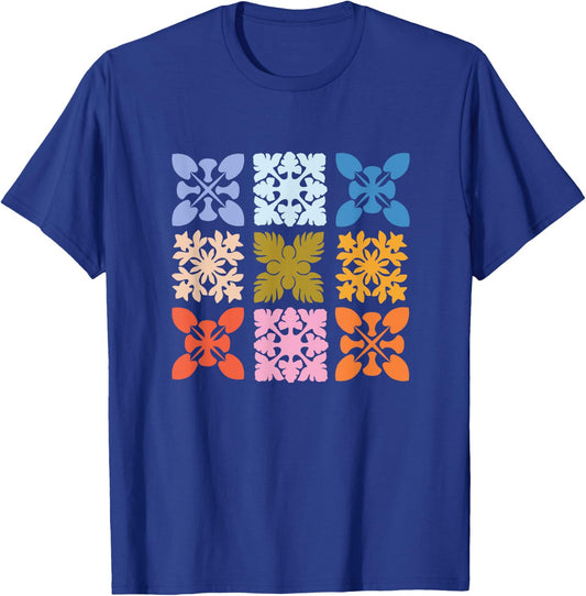 Color Block Hawaiian Quilt Square T-Shirt - T-Shirt | Royal