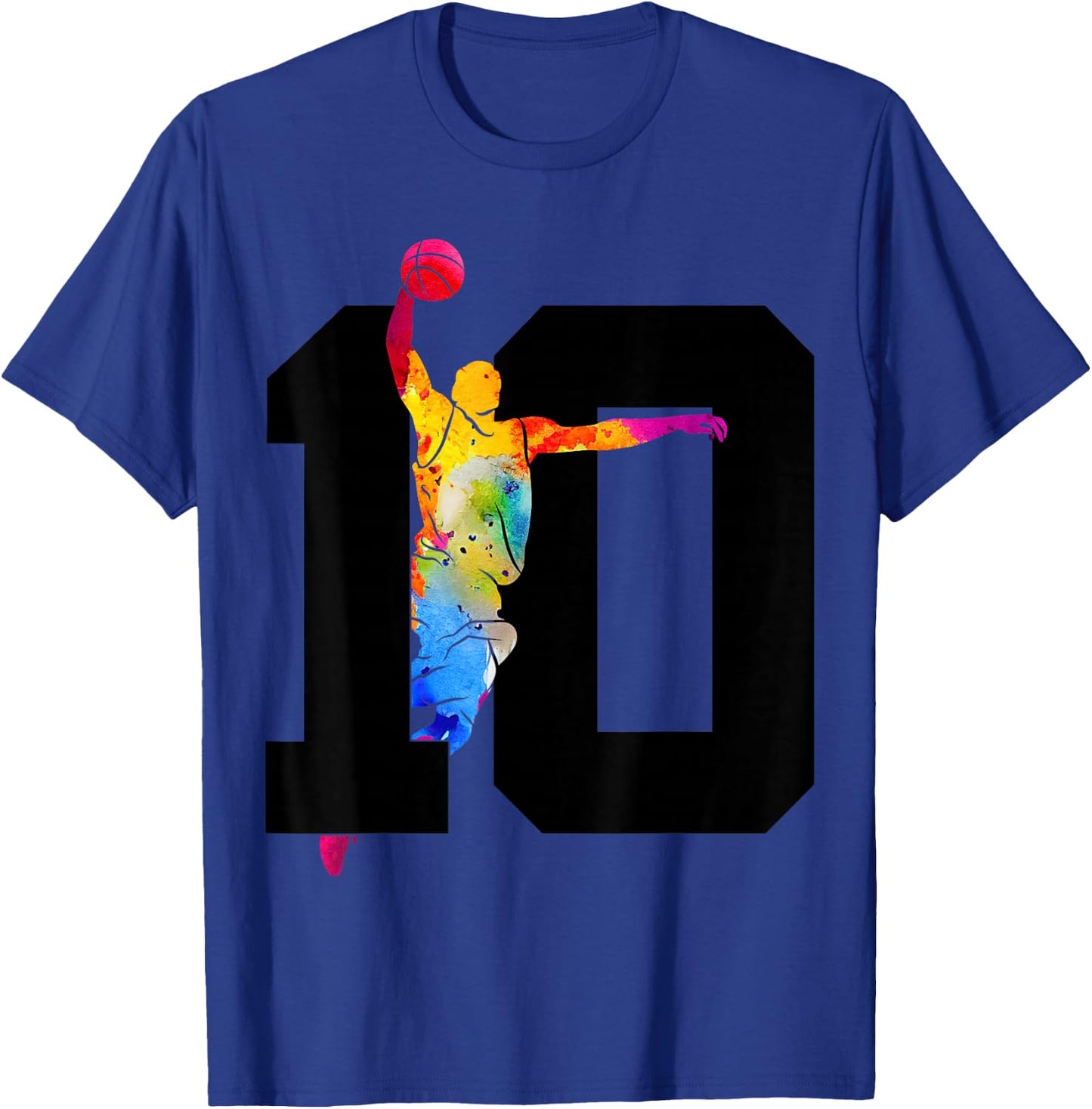Number 10 Basketball 10th Birthday T-Shirt - T-Shirt | Royal