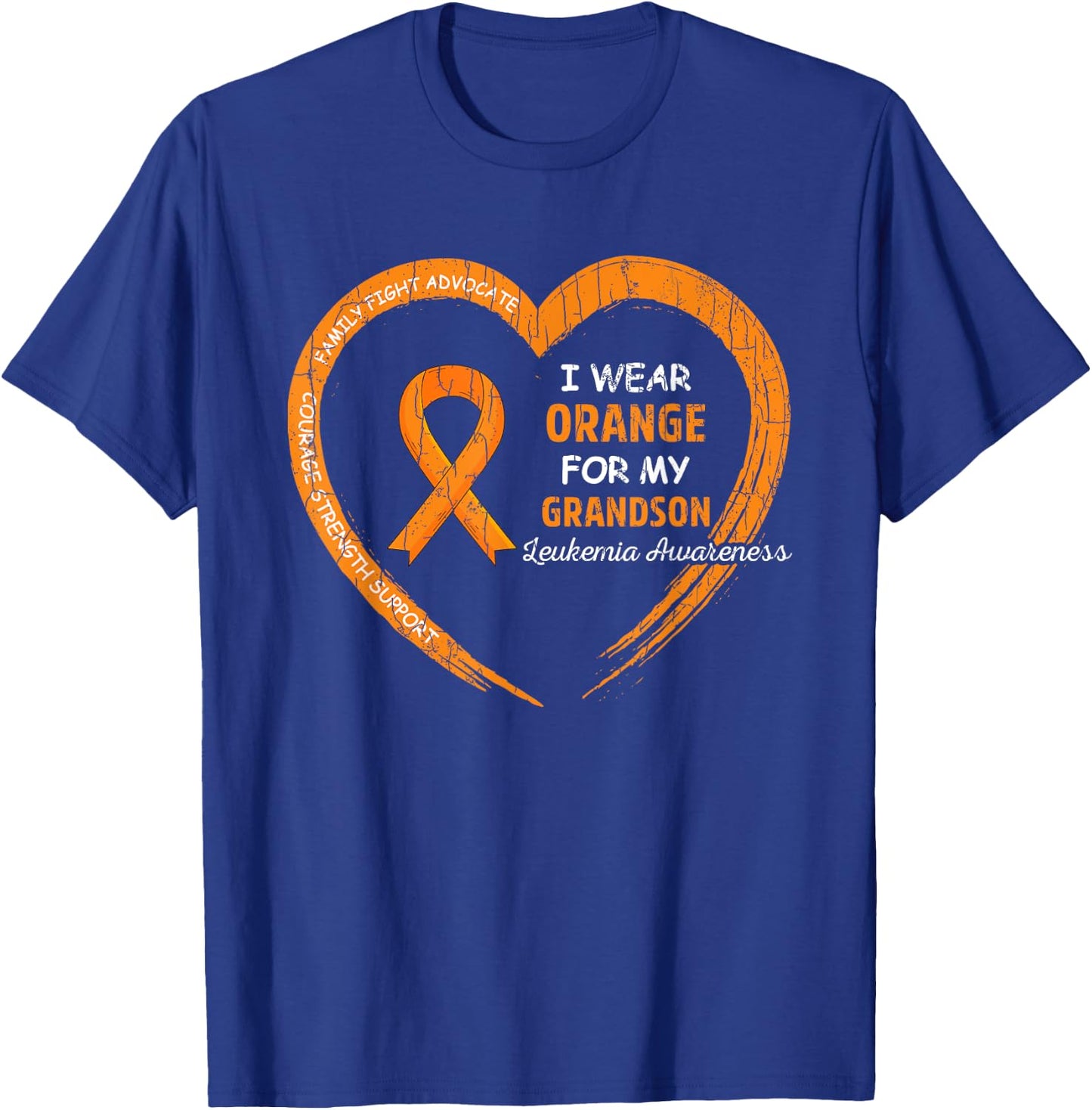 I Wear Orange For My Grandson Leukemia Awareness Graphic T-Shirt - T-Shirt | Royal