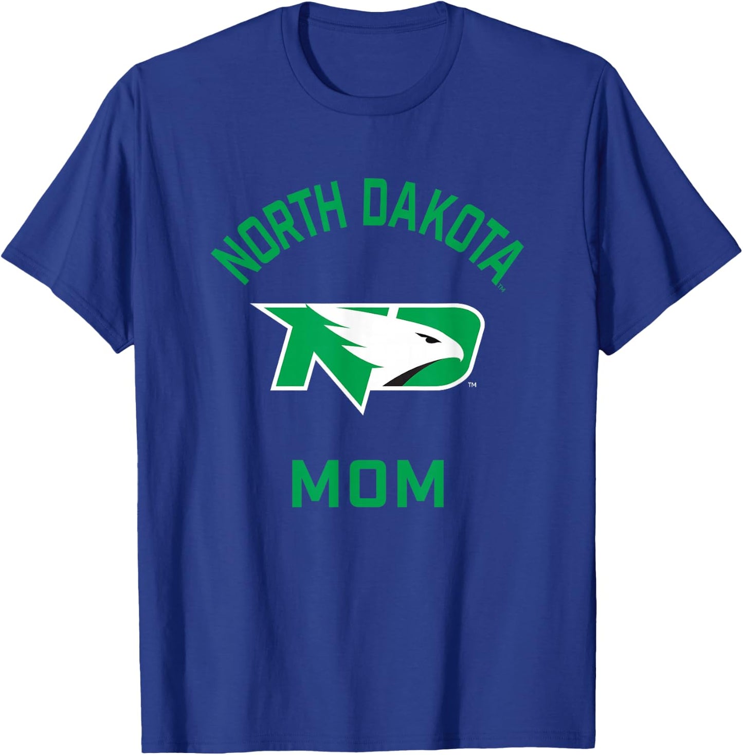Campus Lab UND Fighting Hawks Arched Mom - Black, -Adults, Short Sleeve, Modern (Green & White), NCAA, School, Game, , Size: Small T-Shirt - T-Shirt | Royal