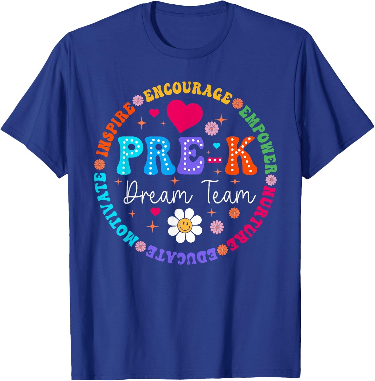 Pre K Dream Team Back To School Boys First Day Teacher T-Shirt - T-Shirt | Royal