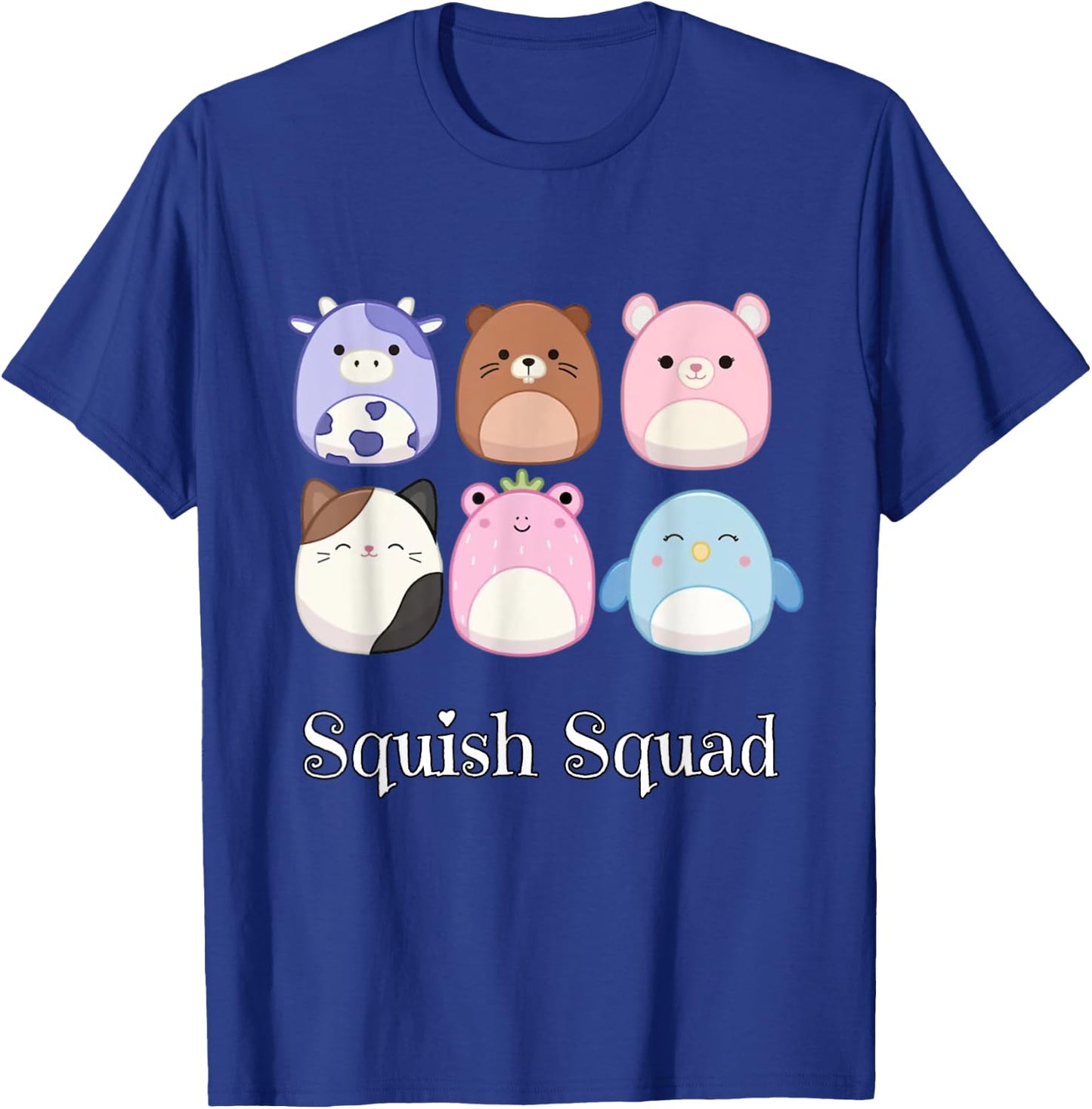 Squish Mallow Squad! Cow, Cat, Bird Stuffed Animal Plush Toy T-Shirt - T-Shirt | Royal