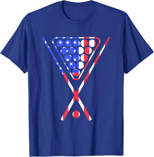 American Flag Billiards Pool Cue and Rack Design GIft T-Shirt - T-Shirt | Royal