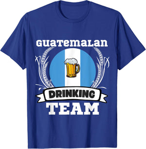 Guatemala Flag Drinking Team Funny Beer Heritage Month Party T-Shirt - T-Shirt | Royal