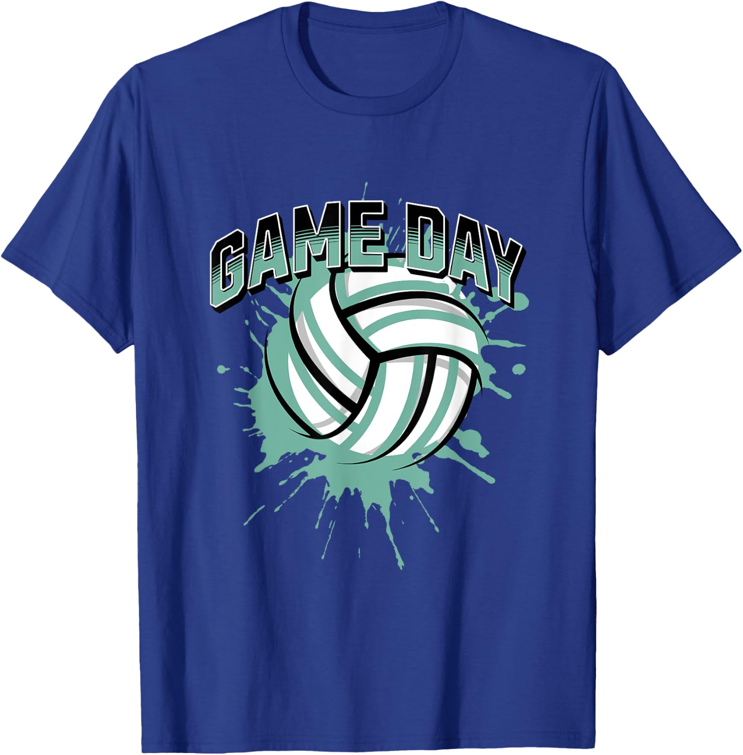 Volleyball Parents Team Game Day Teal Black & Gray Art T-Shirt - T-Shirt | Royal