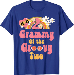 Grammy of the Groovy Two peace sign retro birthday matching T-Shirt - T-Shirt | Royal