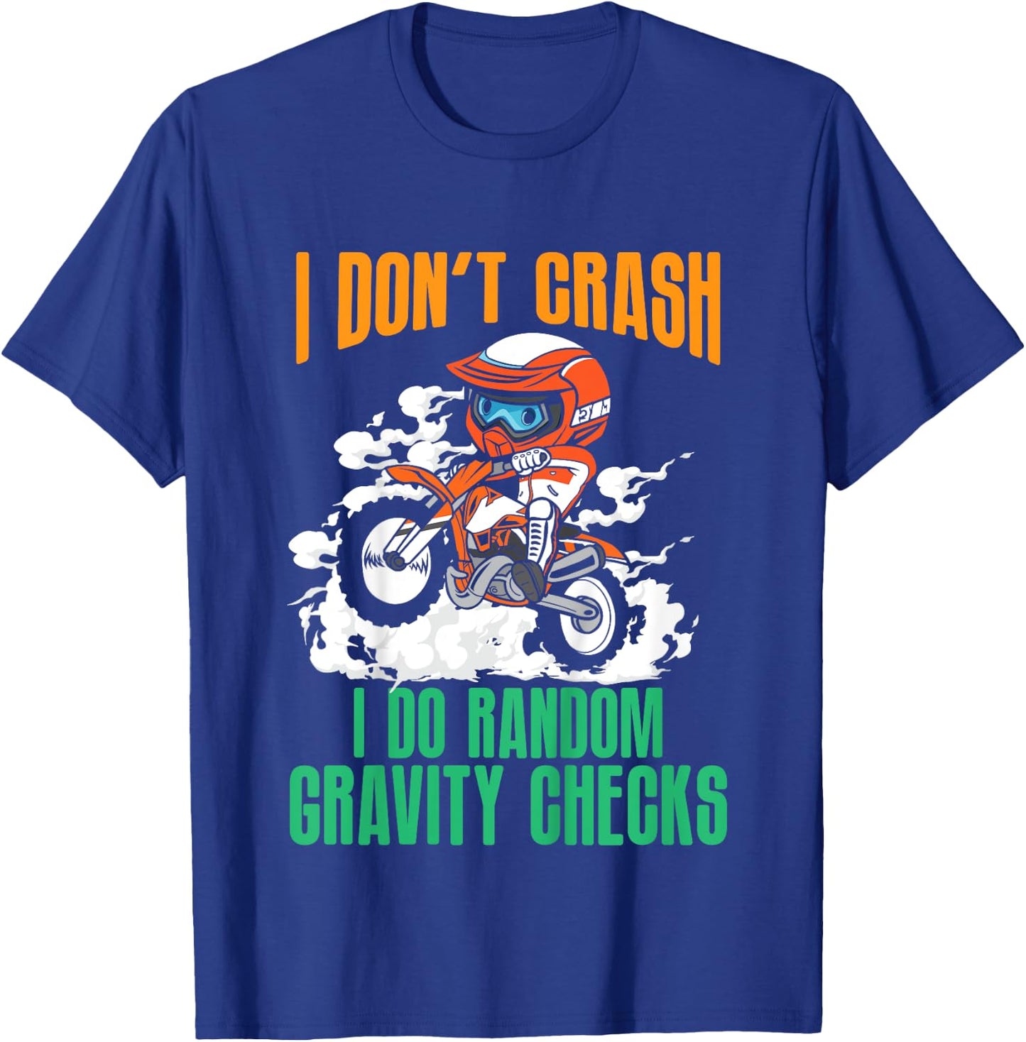 Kids Funny Gravity Check Dirt Bike Motocross Motorcycle Crash MX T-Shirt - T-Shirt | Royal