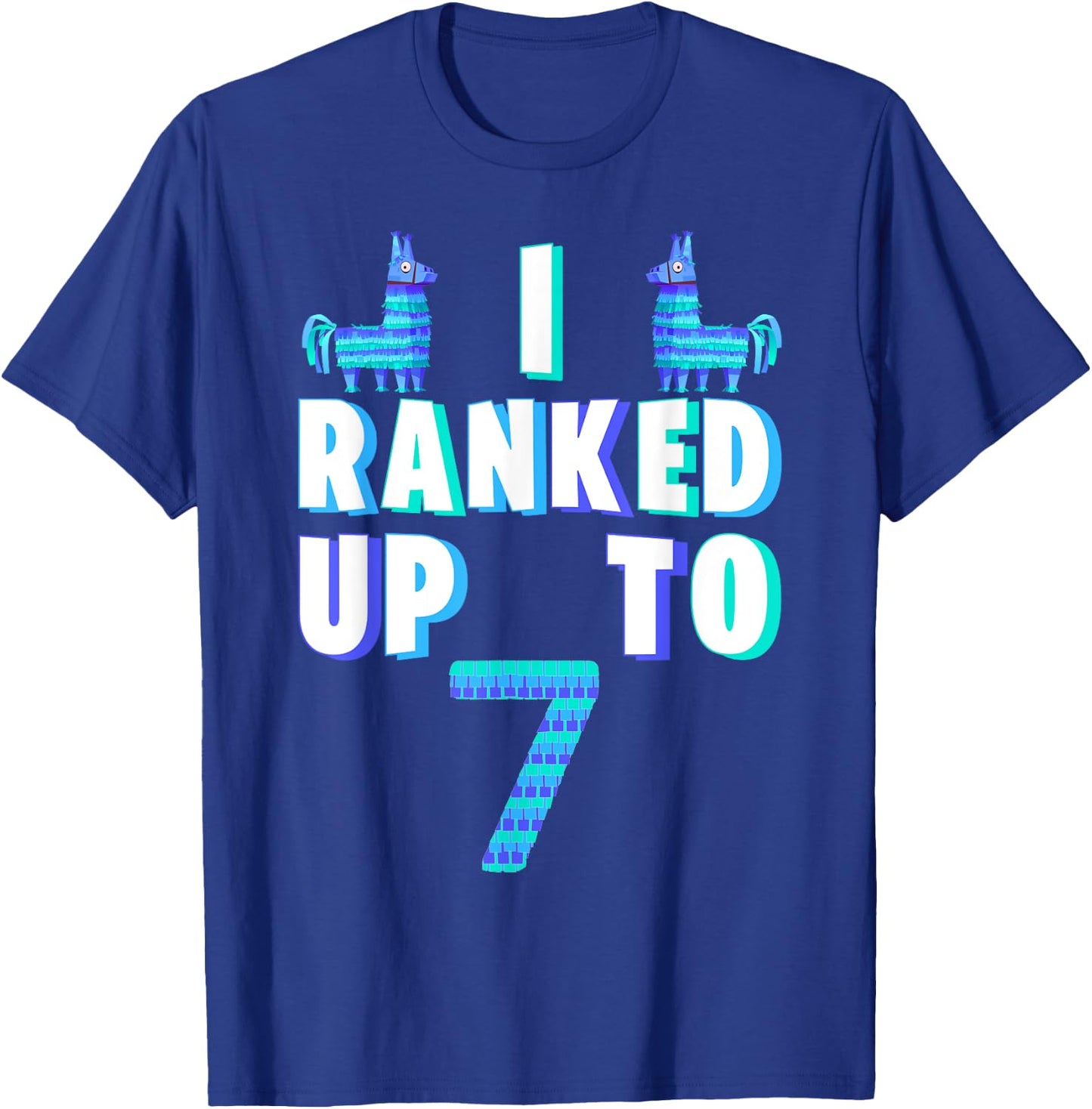 I Ranked Up To 7 Birthday Video Game Llama Piñata Birthday T-Shirt - T-Shirt | Royal