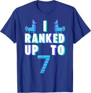 I Ranked Up To 7 Birthday Video Game Llama Piñata Birthday T-Shirt - T-Shirt | Royal