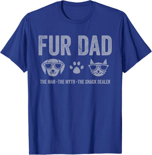 Fur Dad Man Myth Snack Dealer Funny Paw Cat Dog Father's Day T-Shirt - T-Shirt | Royal
