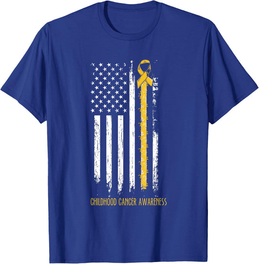 Childhood cancer awareness ribbon in a flag T-Shirt - T-Shirt | Royal