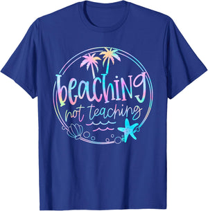 Beaching Not Teaching Tie Dye Summer Teacher Beach Vacation Men Women Kids T-Shirt - T-Shirt | Royal