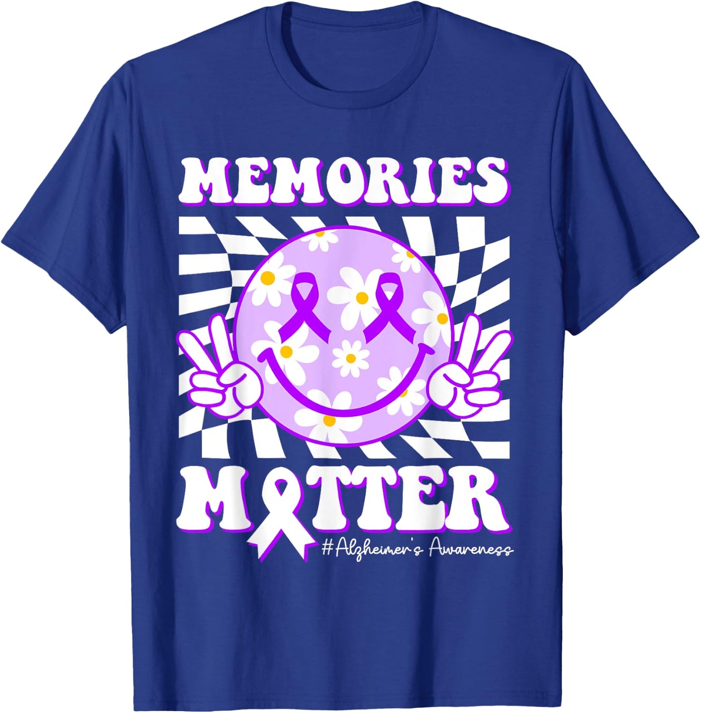 Groovy Memories Matter Dementia Alzheimers Awareness Purple T-Shirt - T-Shirt | Royal