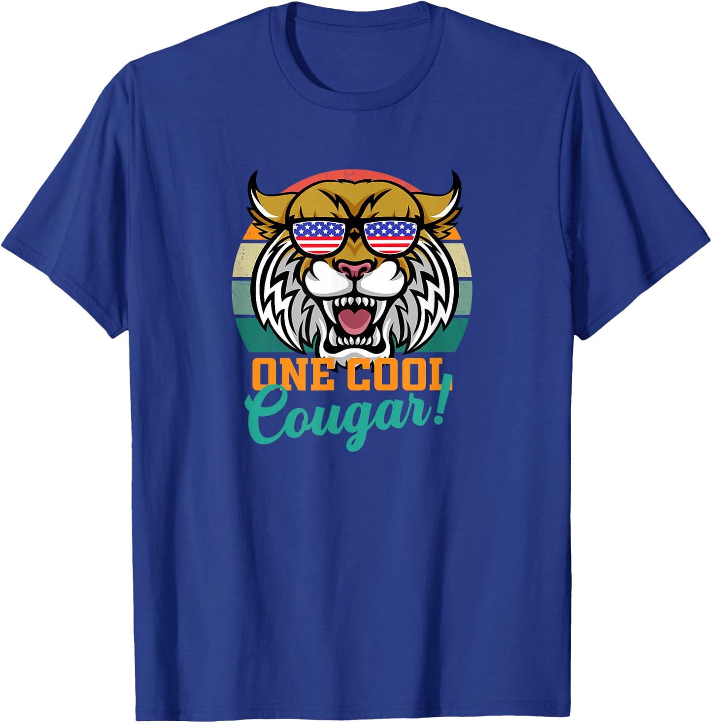 Cougar Cougars USA Flag American Sports Patriotic Souvenirs T-Shirt - T-Shirt | Royal