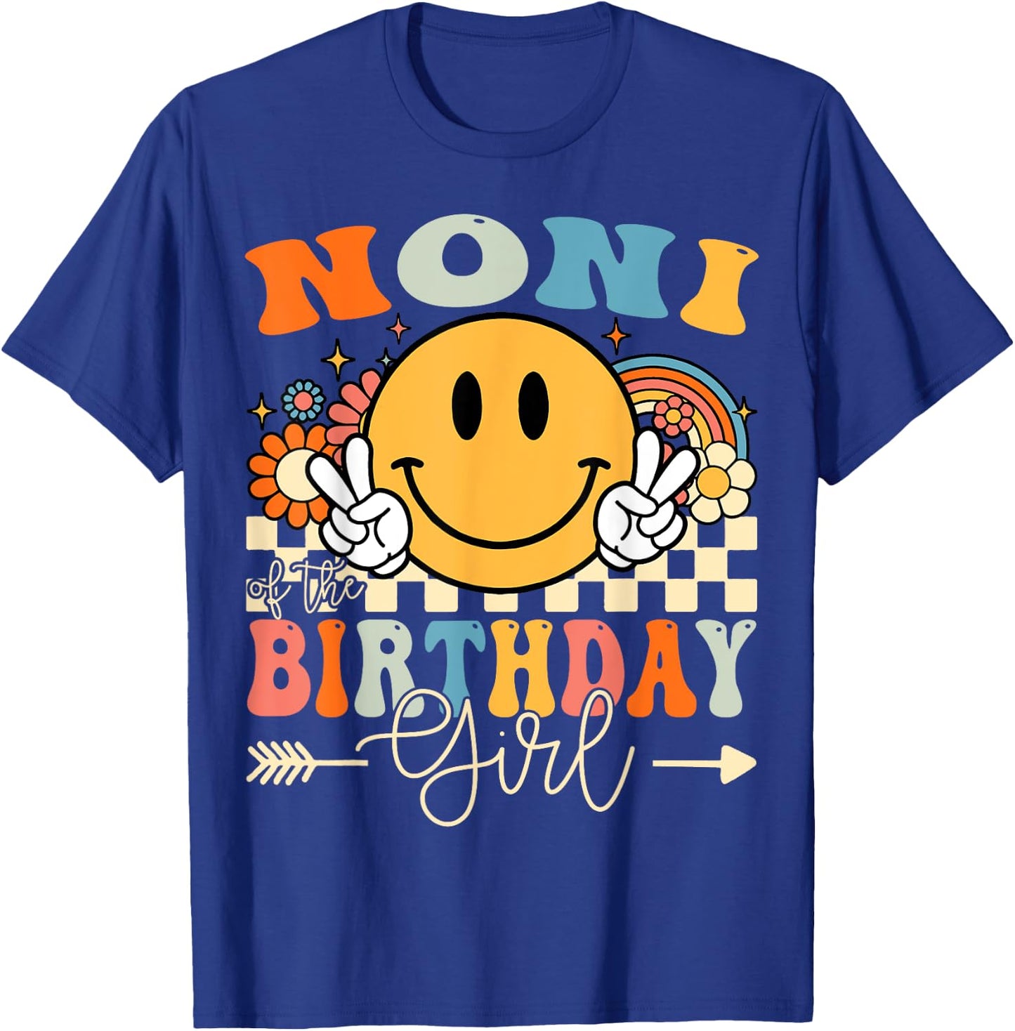 Noni Of The Birthday Girl Groovy Retro Vintage T-Shirt - T-Shirt | Royal