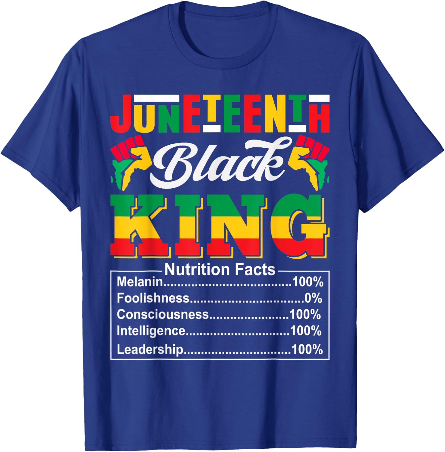 Juneteenth 1865 Black King Nutritional Facts Juneteenth Men T-Shirt - T-Shirt | Royal