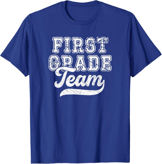 Kids Teacher First Grade Retro Back To School Team 1st Grade T-Shirt - T-Shirt | Royal